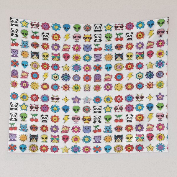Item preview, Google Başlığı: "Y2K Sticker Bomb Pattern" Retro Pop Art Graphic - 90s Nostalgia Alien & Flower Icons - Indie Kidcore Aesthetic designed and sold by BestChoiceService.