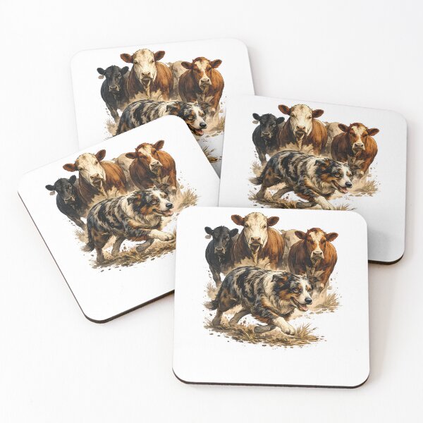 Item preview, Australian Shepherd herding cattle designed and sold by Daily Quirk.