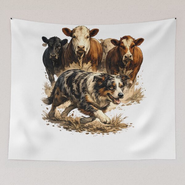 Item preview, Australian Shepherd herding cattle designed and sold by Daily Quirk.