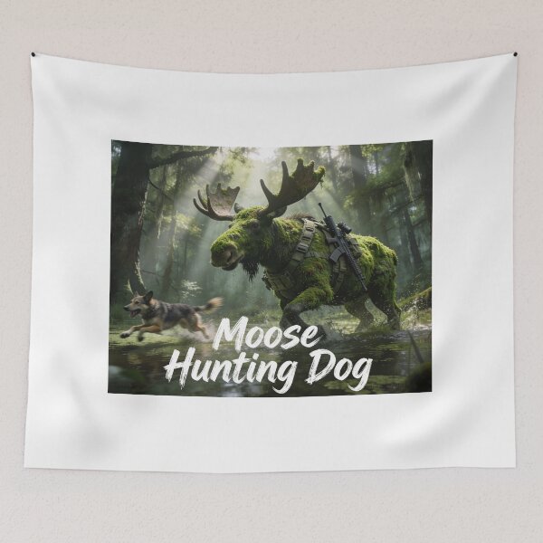 Item preview, Moose Hunting Dog Print designed and sold by Lichentroupe63.