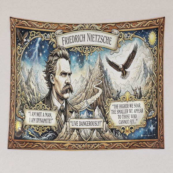 Item preview, Friedrich Nietzsche Quotes – Inspirational Philosophy Typography Design | Vintage Portrait Art designed and sold by Alchemy Forge.