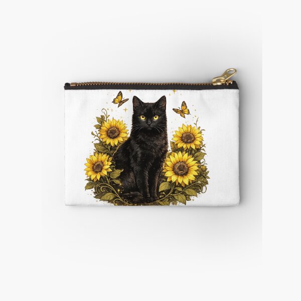 Item preview, Black Cat with Sunflowers | Cottagecore Floral Art designed and sold by Lumivo Studio.