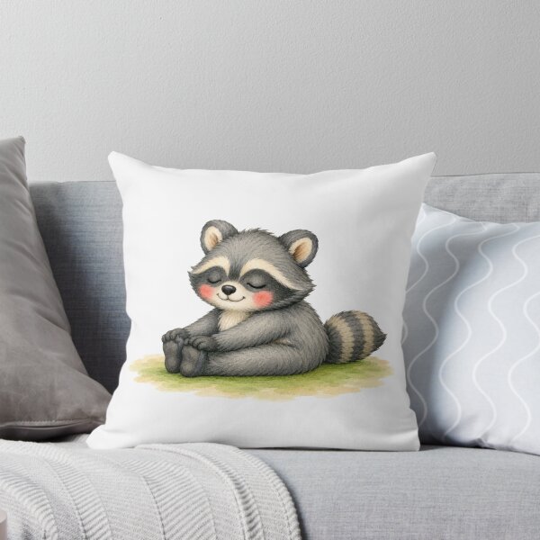 Item preview, Seated Forward Fold Pose Yoga Raccoon Watercolor Print designed and sold by YogiAnimalArt.