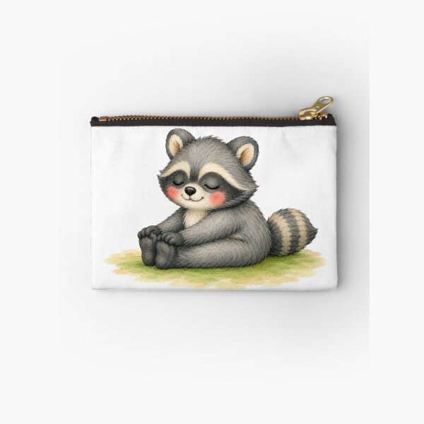 Item preview, Seated Forward Fold Pose Yoga Raccoon Watercolor Print designed and sold by YogiAnimalArt.