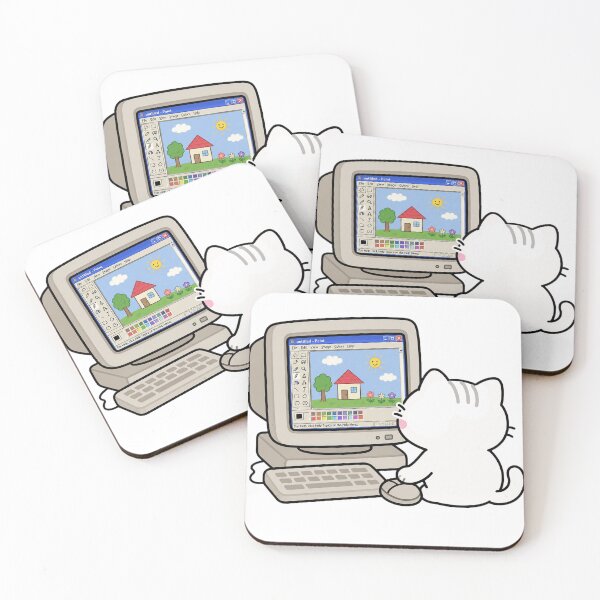Item preview, Cute Cat Drawing in Microsoft Paint Y2K Computer Nostalgia designed and sold by TrxshWear.
