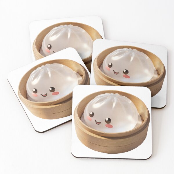 Item preview, White Squishy Dumpling Stress Relief Toy in Bamboo Steamer – Kawaii Cutout designed and sold by EmeraldeaArt.