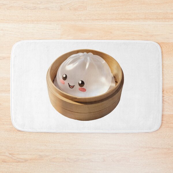 Item preview, White Squishy Dumpling Stress Relief Toy in Bamboo Steamer – Kawaii Cutout designed and sold by EmeraldeaArt.