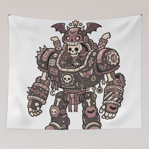 Item preview, Skeleton Pilot Inside Giant Steampunk Mech Armor with Bat Wings and Crown designed and sold by MisteryDesigner.