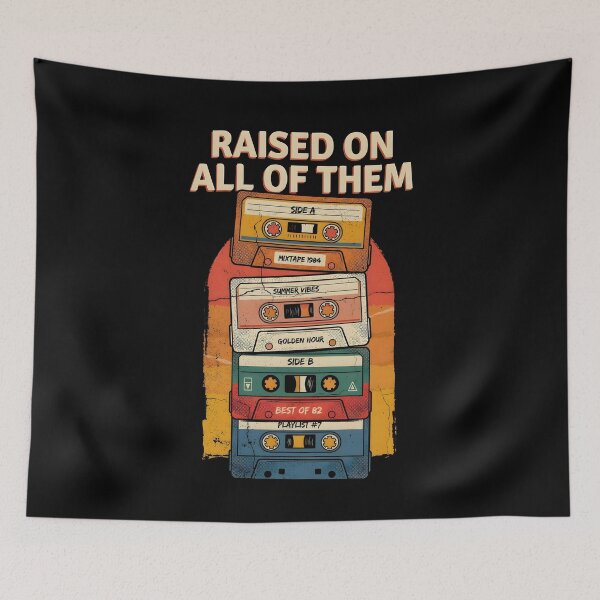 Item preview, Raised On All of Them Vintage Old School Music Lover Retro designed and sold by Redgiant87x.