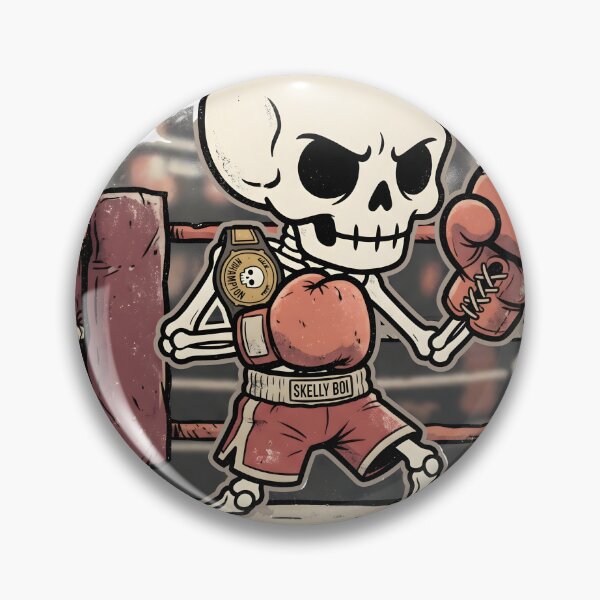 Item preview, Skeleton Boxer in Red Trunks and Gloves with Championship Belt in Boxing Ring designed and sold by MisteryDesigner.