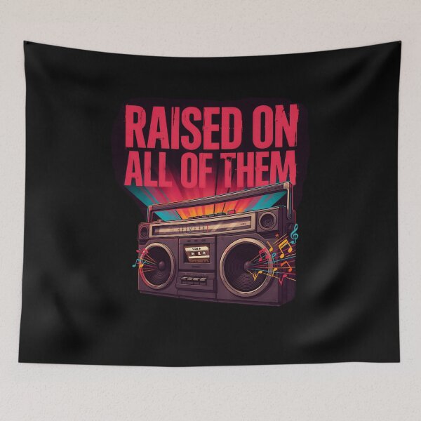 Item preview, Raised On All of Them Vintage Retro Cassette Style for Music Lovers designed and sold by Redgiant87x.