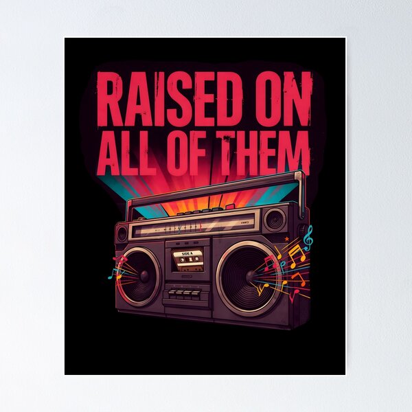 Item preview, Raised On All of Them Vintage Retro Cassette Style for Music Lovers designed and sold by Redgiant87x.