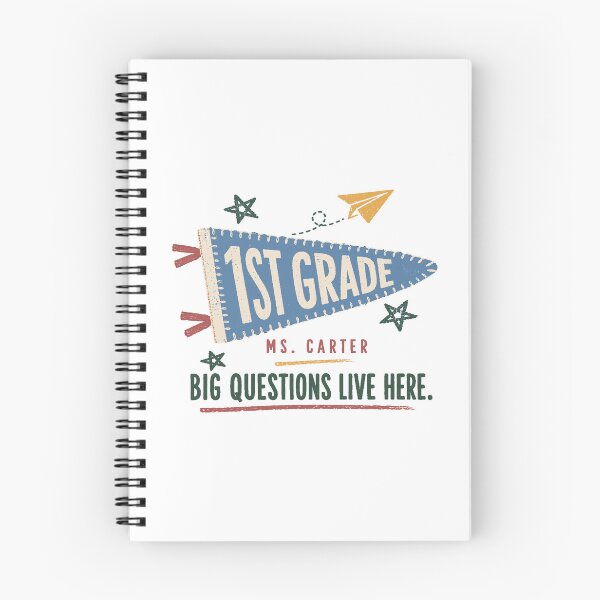 Item preview, First Grade Teacher Shirt – Big Questions Live Here Pennant designed and sold by POD DYNASTY | Original Print On Demand T-Shirt Graphics.
