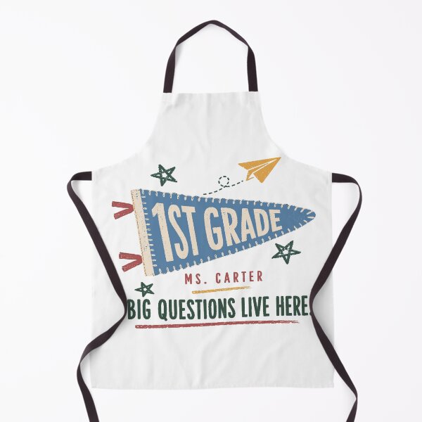 Item preview, First Grade Teacher Shirt – Big Questions Live Here Pennant designed and sold by POD DYNASTY | Original Print On Demand T-Shirt Graphics.