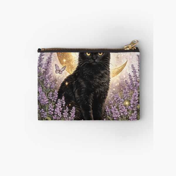 Item preview, Black Cat and Lavender Moon | Cottagecore Floral Art designed and sold by Lumivo Studio.