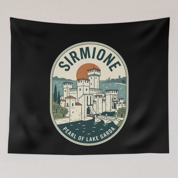 Item preview, Sirmione Italy Scaligero Castle Vintage Travel Emblem designed and sold by k3rstman1.