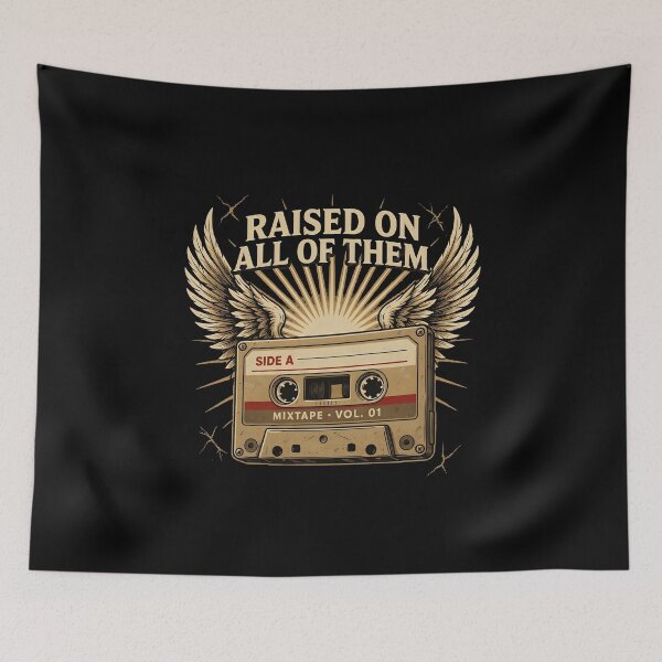 Item preview, Raised On All of Them Vintage Music Lover Retro Cassette  designed and sold by Redgiant87x.