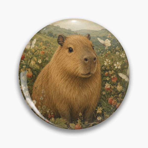 Item preview,  Cute Capybara in Strawberry Patch Vintage Cottagecore Illustration | Whimsical Woodland Animal Art designed and sold by SOUFIANE1991.