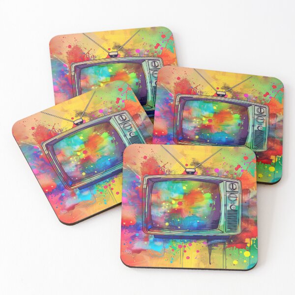 Item preview, Retro TV Set On Vibrantly Colorful Splatter Paint designed and sold by DEC02.