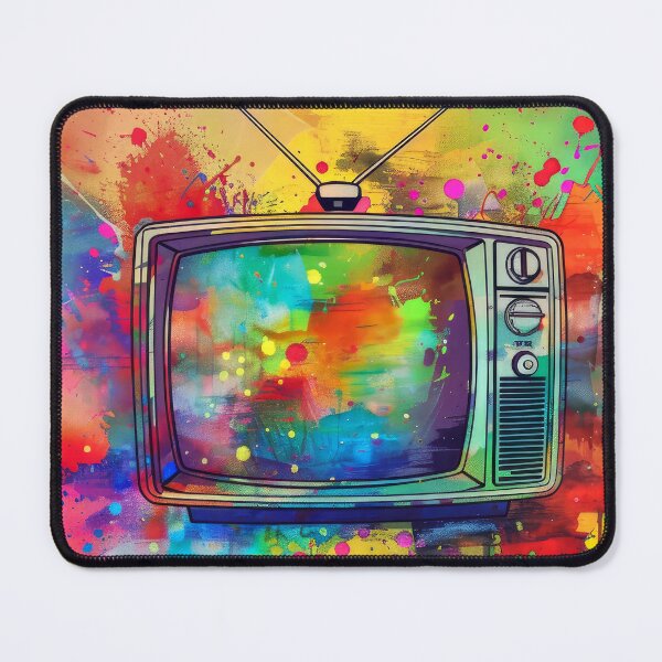 Item preview, Retro TV Set On Vibrantly Colorful Splatter Paint designed and sold by DEC02.