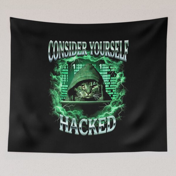 Item preview, Hacker Cat Shirt, Funny Cat Meme Tee, Programmer Shirt, Cyber Security T-Shirt, Tech Humor Top, Coding Gift, Consider Yourself Hacked [Black Shirt Only] designed and sold by Off-Road-Zone.
