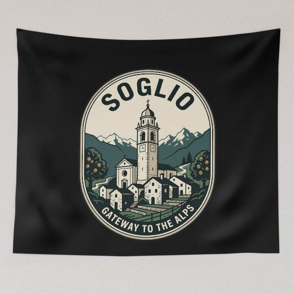 Item preview, Soglio Switzerland Alpine Village Vintage Travel Emblem designed and sold by k3rstman1.