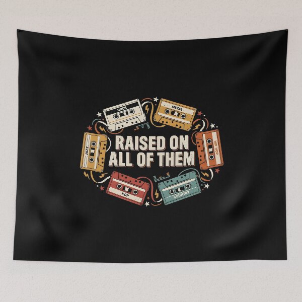 Item preview, Raised On All of Them Vintage Retro Cassette Old School Music Lover Design designed and sold by Redgiant87x.