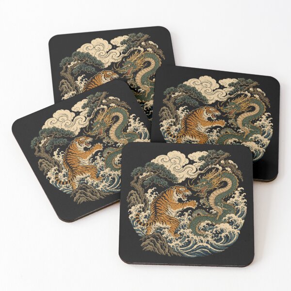 Item preview, Retro Tiger Dragon Battle Vintage Japanese Culture designed and sold by Moizento.