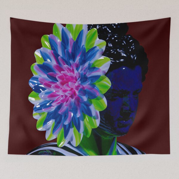 Item preview, Neon Floral Afrofuturist Portrait designed and sold by bubblegoth.