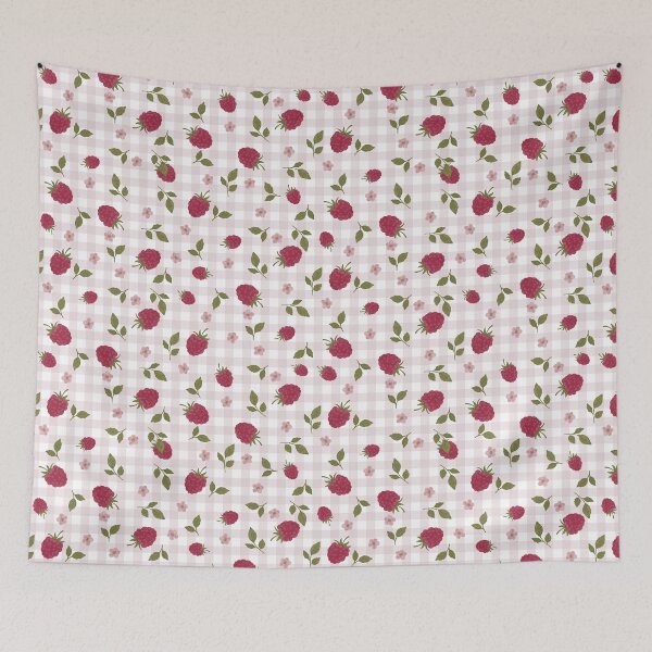 Item preview, Raspberry Picnic | Hand-Drawn Raspberry Gingham Pattern designed and sold by WEBiC-ART Creative Studio.