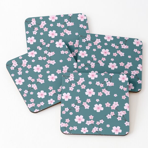 Item preview, Cherry Blossom Drops - Teal designed and sold by Inspirarmi-.