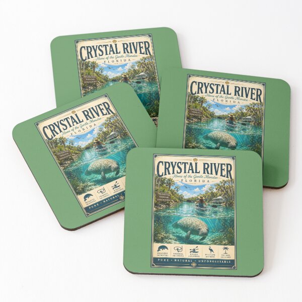 Item preview, Crystal River Florida | Home of the Gentle Manatee | Vintage Travel Poster designed and sold by piketo.