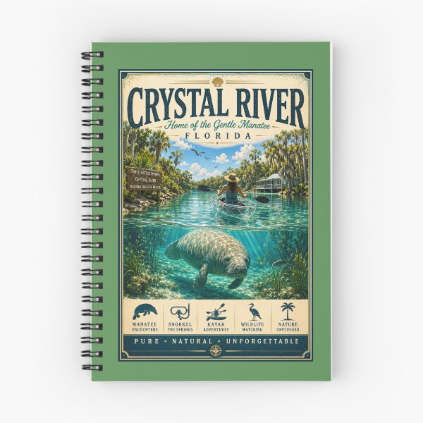 Item preview, Crystal River Florida | Home of the Gentle Manatee | Vintage Travel Poster designed and sold by piketo.