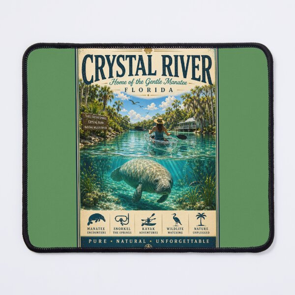 Item preview, Crystal River Florida | Home of the Gentle Manatee | Vintage Travel Poster designed and sold by piketo.