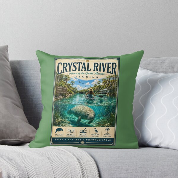 Item preview, Crystal River Florida | Home of the Gentle Manatee | Vintage Travel Poster designed and sold by piketo.