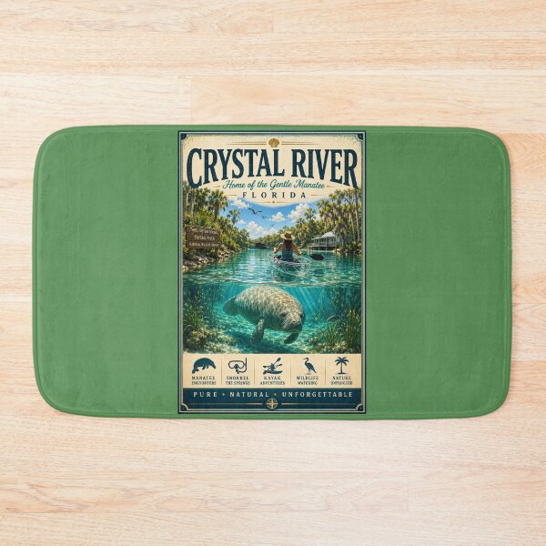 Item preview, Crystal River Florida | Home of the Gentle Manatee | Vintage Travel Poster designed and sold by piketo.