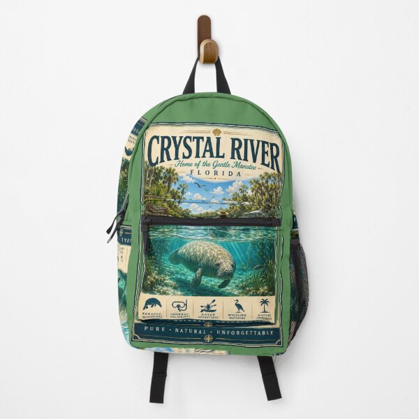Item preview, Crystal River Florida | Home of the Gentle Manatee | Vintage Travel Poster designed and sold by piketo.