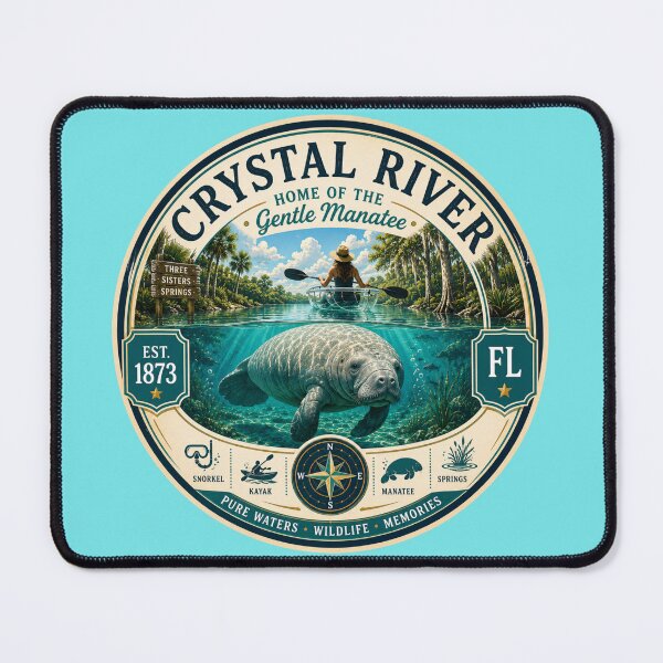 Item preview, Crystal River Badge | Home of the Gentle Manatee | Florida Springs Retro Emblem designed and sold by piketo.