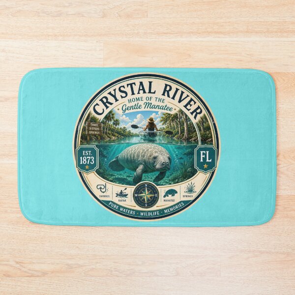 Item preview, Crystal River Badge | Home of the Gentle Manatee | Florida Springs Retro Emblem designed and sold by piketo.