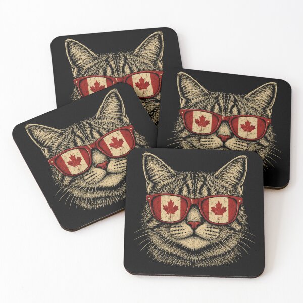 Item preview, Canadian Cat Wearing Maple Flag Sunglasses designed and sold by Moizento.