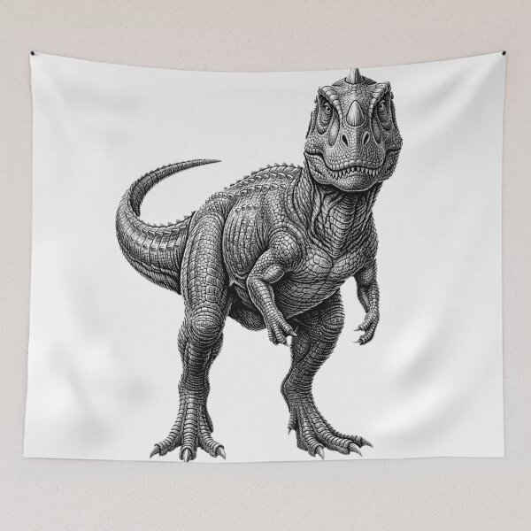 Artikelvorschau, Majungasaurus – Realistischer minimalistischer Schwarzweiß-Stil entworfen und verkauft von Minimalisticaly.
