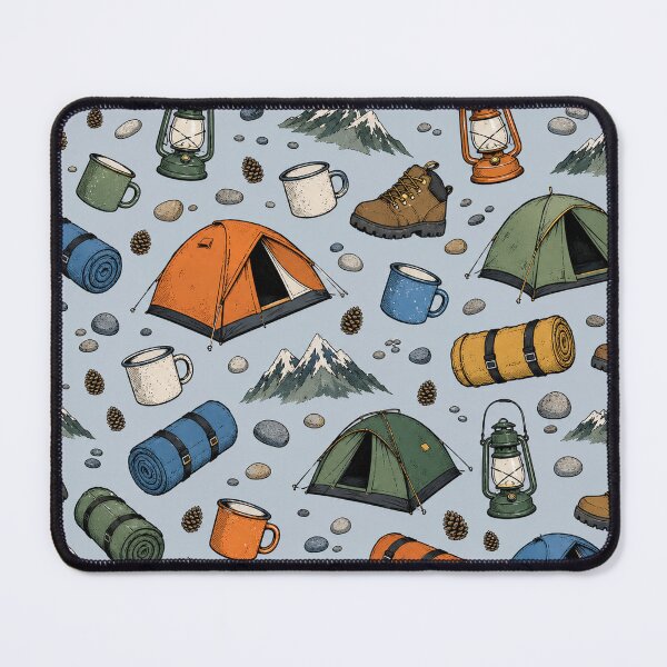 Item preview, Campfire Gear Seamless Pattern designed and sold by VerdantStudio.