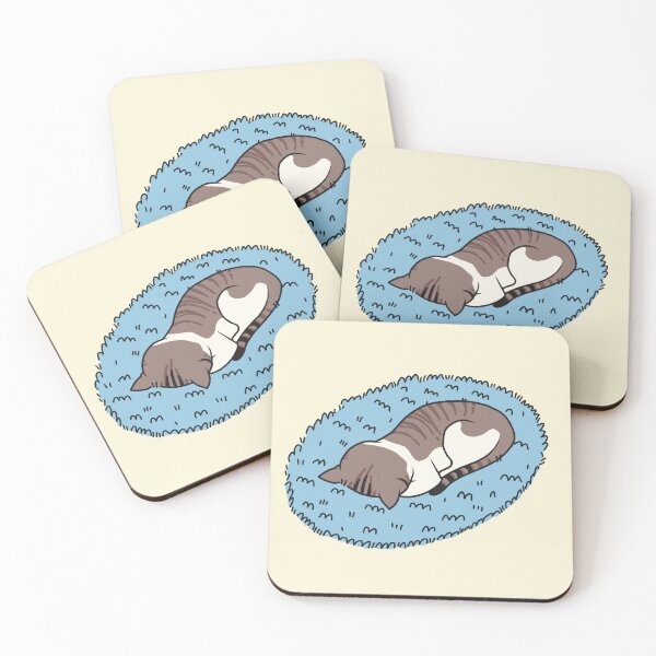 Item preview, Sleepy Cat on a Blue Rug designed and sold by cozypersimmon.