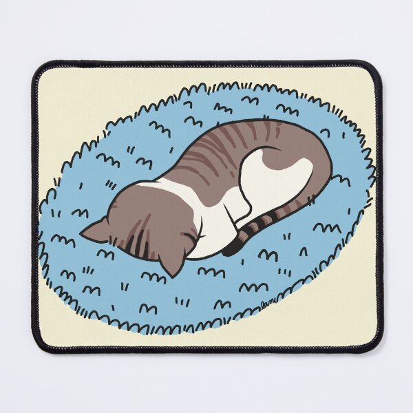 Item preview, Sleepy Cat on a Blue Rug designed and sold by cozypersimmon.