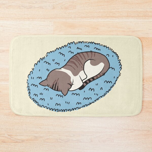 Item preview, Sleepy Cat on a Blue Rug designed and sold by cozypersimmon.