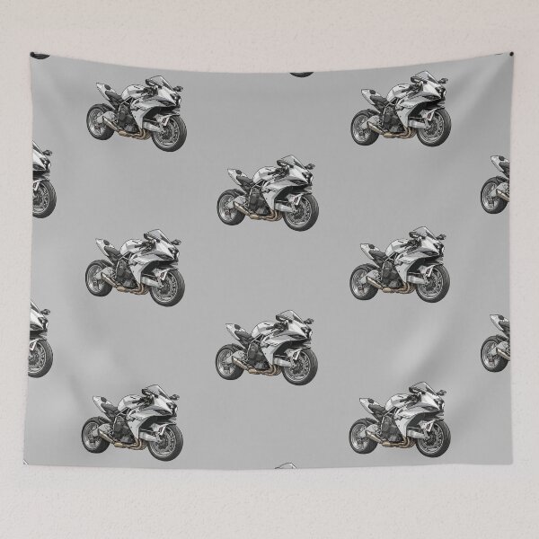 Item preview, Bimota Tesi H2 White Supercharged Italian Superbike Illustration designed and sold by Motorline44.