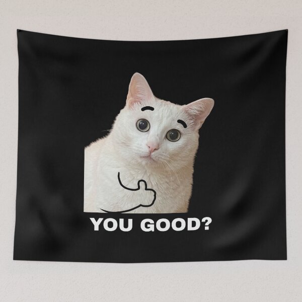 Item preview, You Good Cat Shirt Funny White Cat Meme T-Shirt Thumbs Up Cat Tee Relatable Humor Shirt Cat Lover Gift Sarcastic Cat Top [Black Shirt Only] designed and sold by Off-Road-Zone.