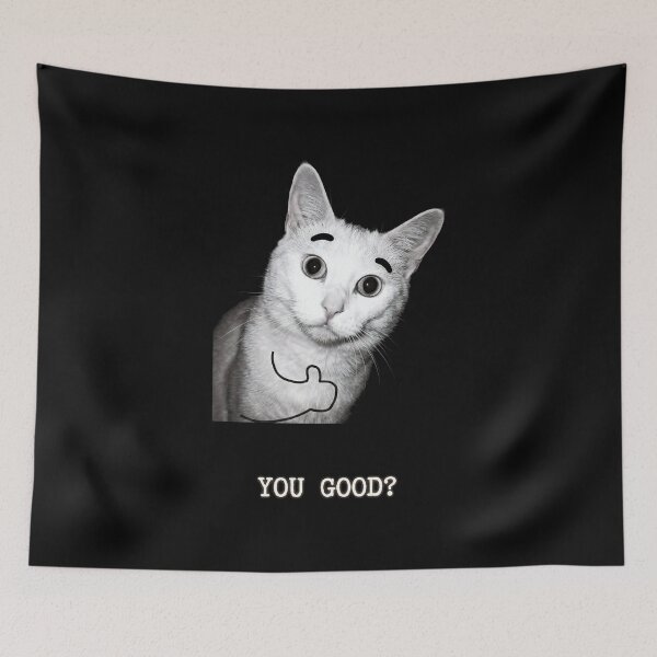 Item preview, You Good Cat Shirt Funny White Cat Meme T-Shirt Thumbs Up Cat Tee Relatable Humor Shirt Cat Lover Gift Sarcastic Top [Black Shirt Only] designed and sold by Off-Road-Zone.
