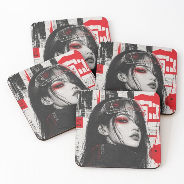 Item preview, Urban Japanese Cyberpunk Girl Red Aesthetic designed and sold by MARQUES DESIGN ART .