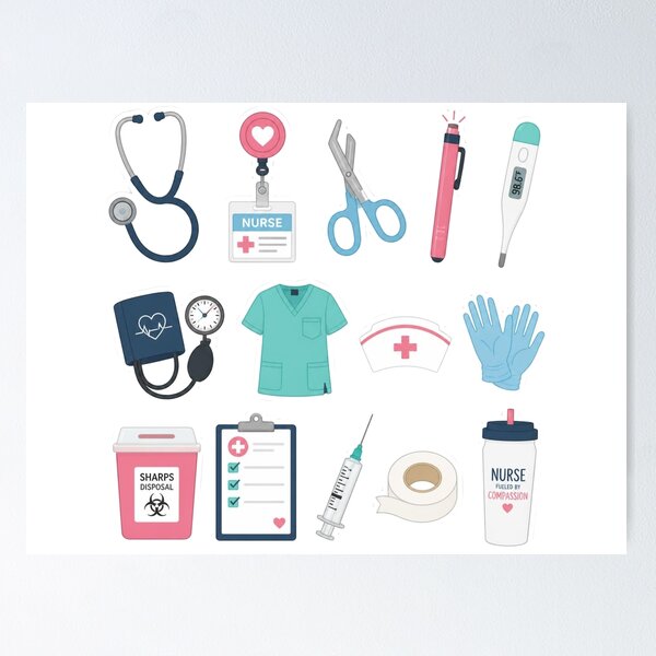 Item preview, Nurse Medical Icons Collection | Healthcare Equipment Clipart  designed and sold by A to Z.